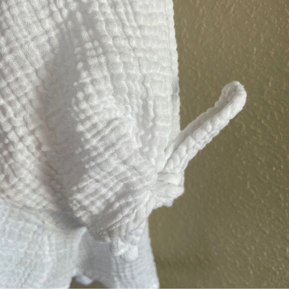 Felicite Tie Top Gauze Loose Fitting Blouse White 1/2 Sleeve Size 1 - XS - Picture 4 of 9